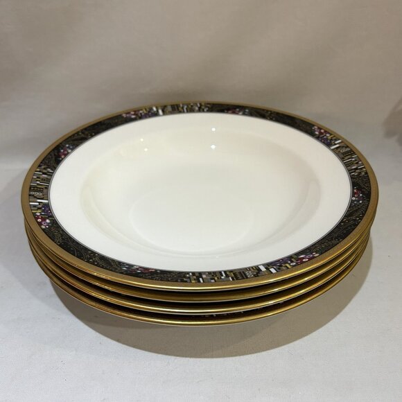 Set of 4 Mikasa Bone China CAG II Royal Glimmer Soup Pasta Bowls Made in Japan